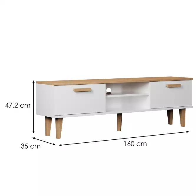 TV Stolík 160 Denver Biela/Hikora,2