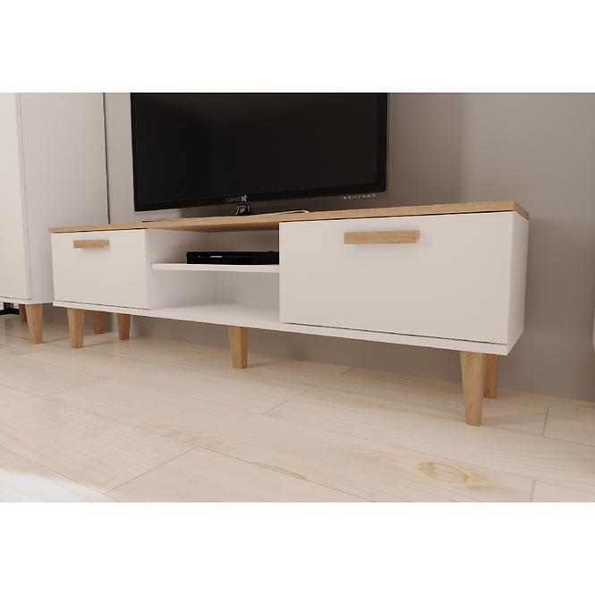 TV Stolík 160 Denver Biela/Hikora