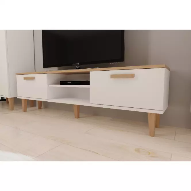 TV Stolík 160 Denver Biela/Hikora,8