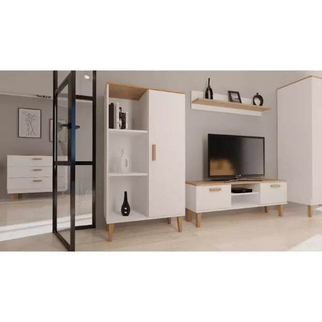 TV Stolík 160 Denver Biela/Hikora