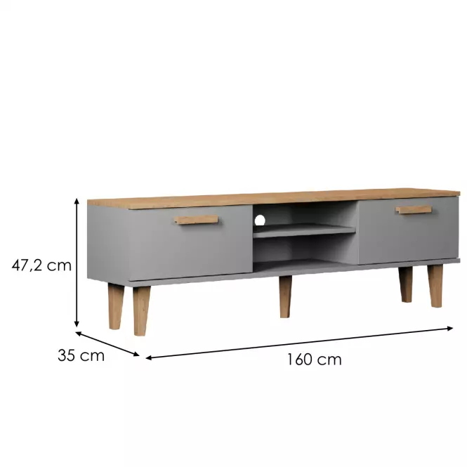 TV Stolík 160 Denver Sivý Chinchilla/Hikora,2