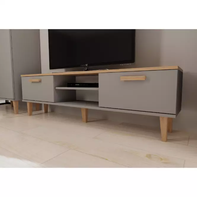 TV Stolík 160 Denver Sivý Chinchilla/Hikora