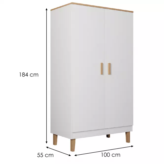 Skriňa 100 Denver Biela/Hikora