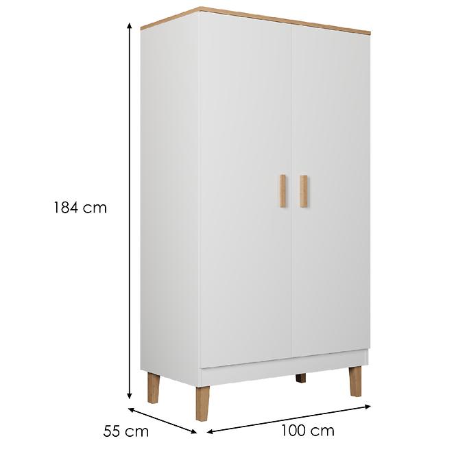 Skriňa 100 Denver Biela/Hikora