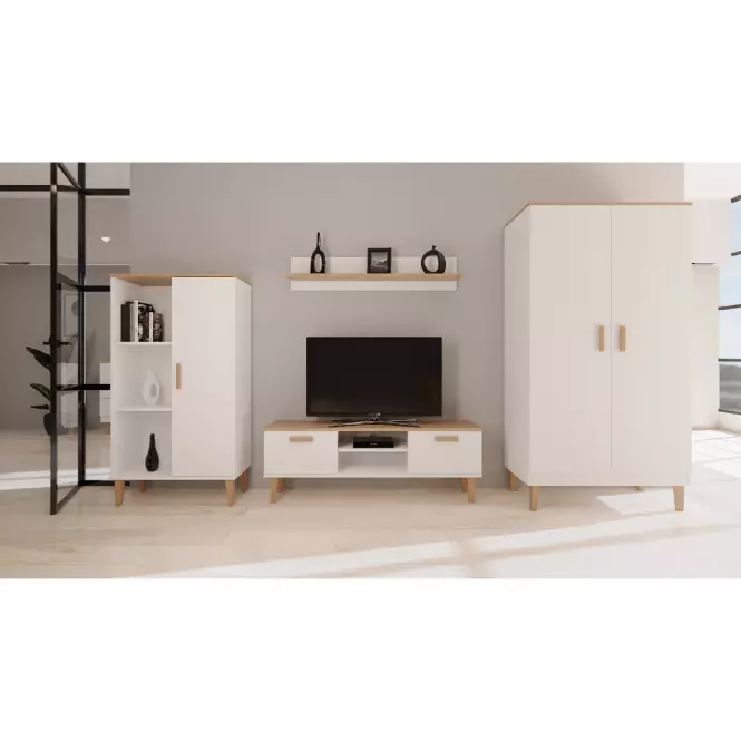 Skriňa 100 Denver Biela/Hikora,9