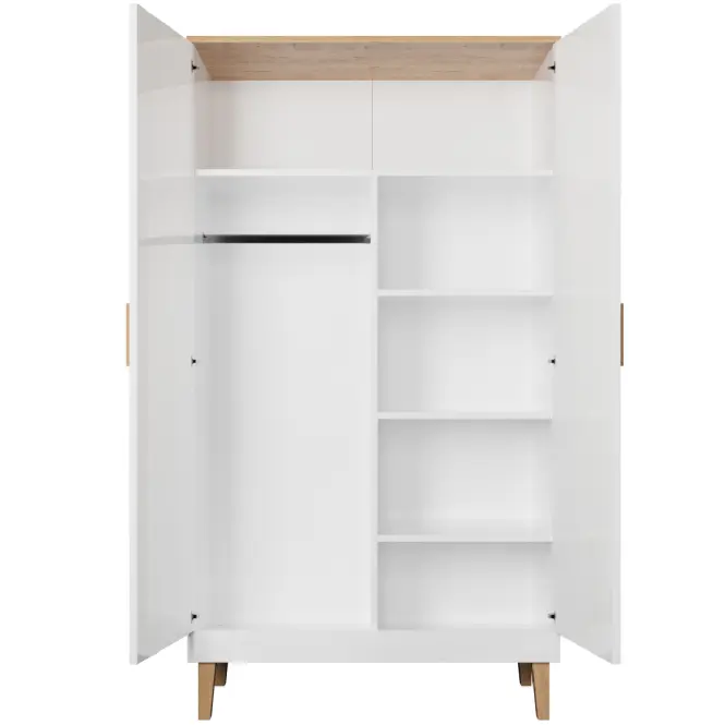 Skriňa Denver 100 cm -  biela/hikora, dvojdverová,5