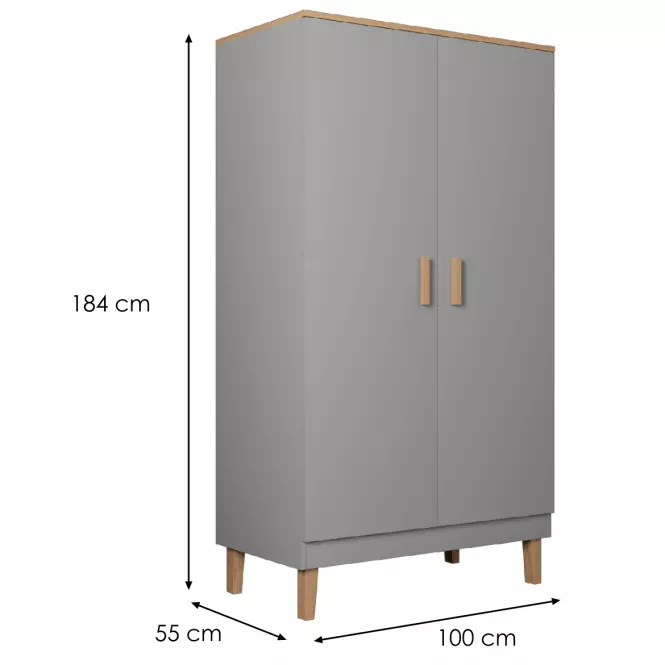 Skriňa 100 Denver Sivý Chinchilla/Hikora