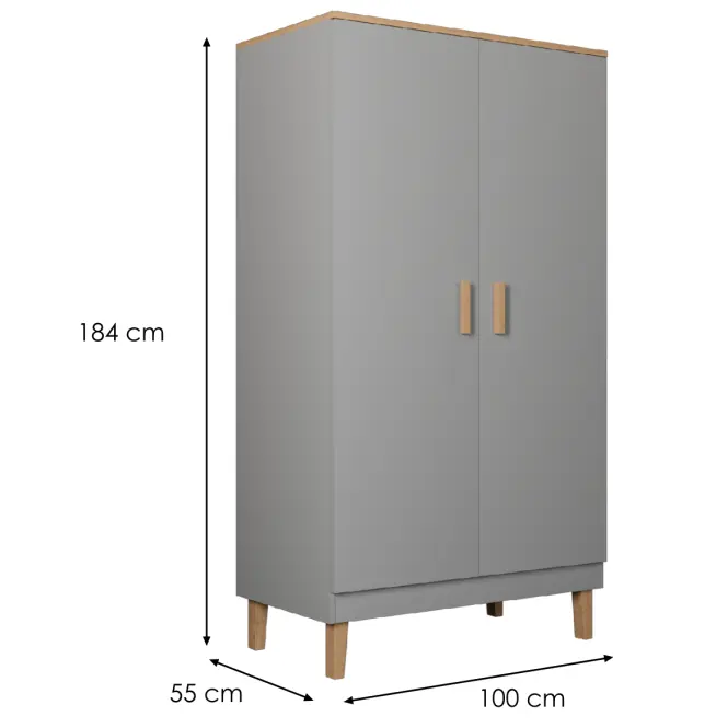 Skriňa 100 Denver Sivý Chinchilla/Hikora,2