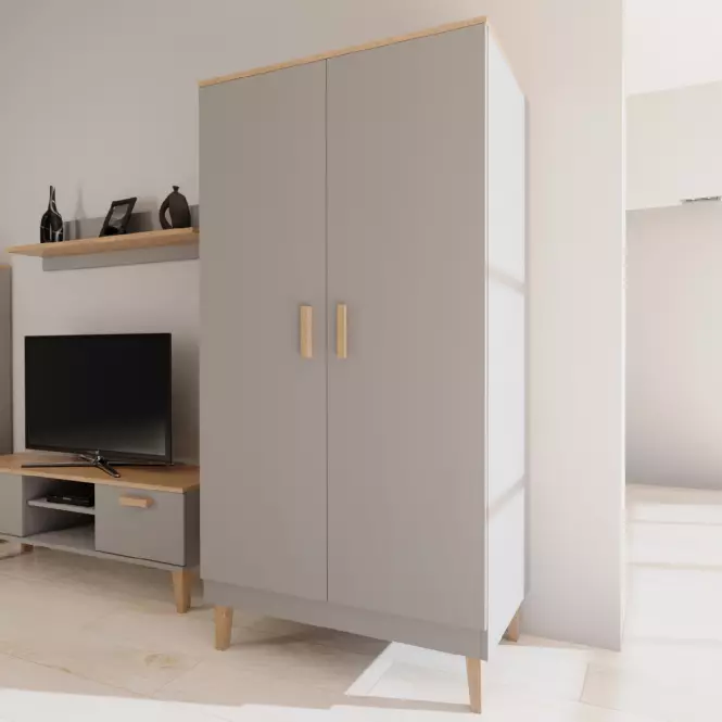 Skriňa 100 Denver Sivý Chinchilla/Hikora