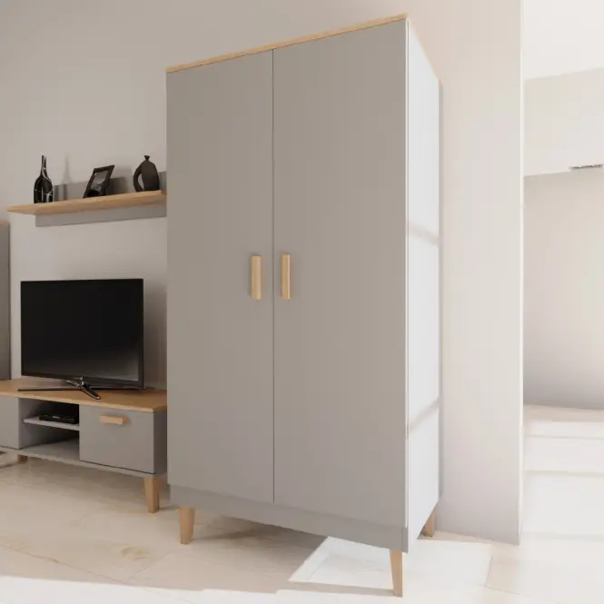 Skriňa 100 Denver Sivý Chinchilla/Hikora,8