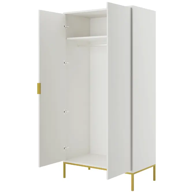 Skriňa Austin 100 cm – biela/zlatý, dvojdverová,5