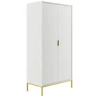 Skriňa Austin 100 cm – biela/zlatý, dvojdverová