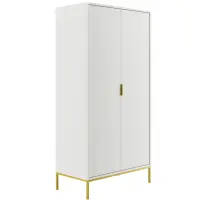 Skriňa Austin 100 cm – biela/zlatý, dvojdverová