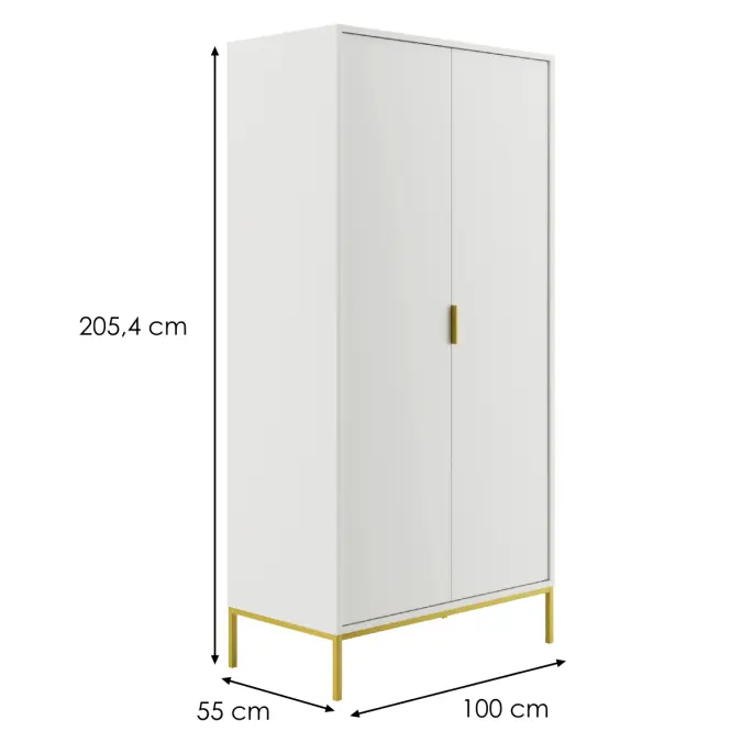 Skriňa Austin 100 cm – biela/zlatý, dvojdverová,2