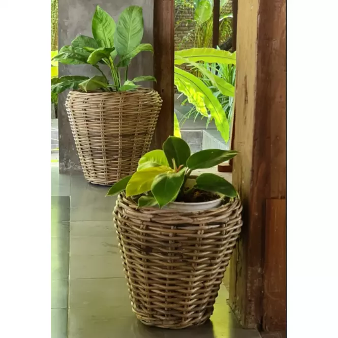 Prútený obal na kvetináč Alex Round Medium Rattan 34x40