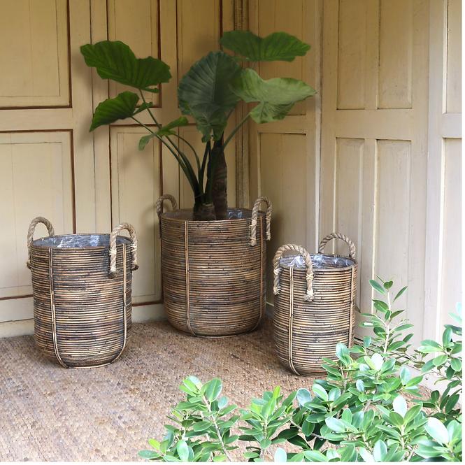 Kvetináč Kika M Rattan/Rope/Plastic 45x40