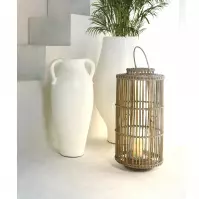 Lampáš Koko Round/Large Rattan/Glass