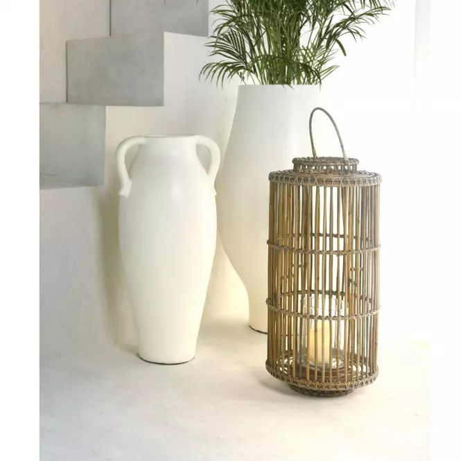Lampáš Koko Round/Large Rattan/Glass