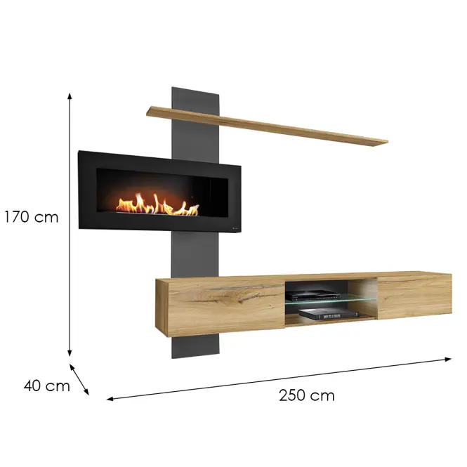 Obývacia Stena Flame B antracit/dub flagstaff,3