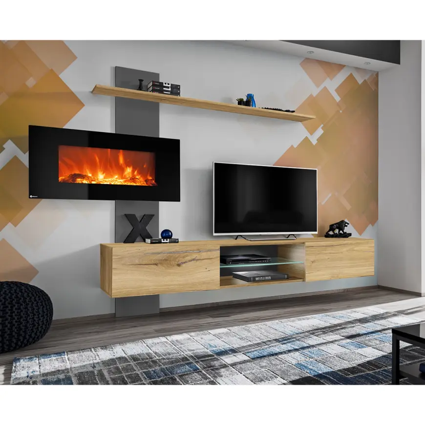 Obývacia Stena Flame E  antracit/dub flagstaff