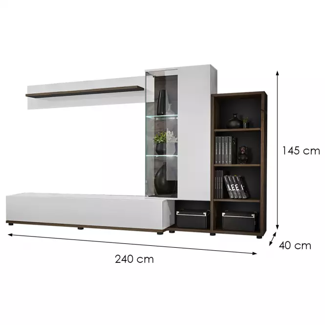 Obývacia Stena SILK II PEW SK2 perla elm/biały