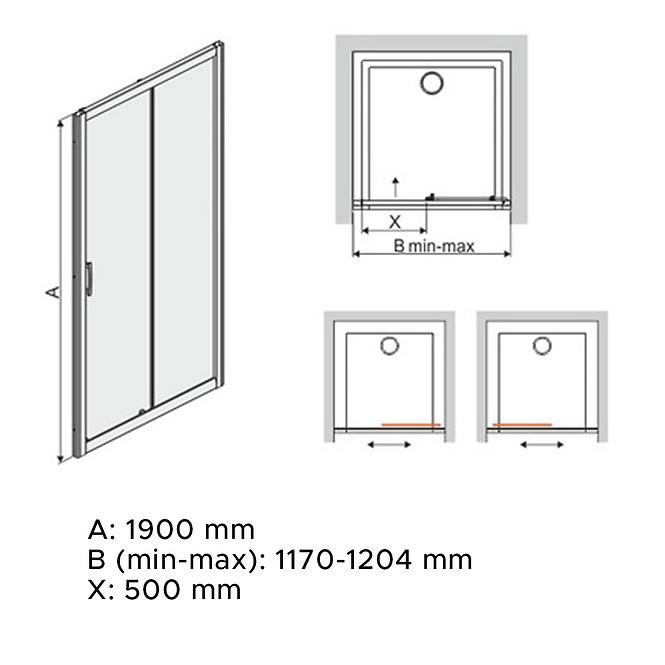 Sprchové dvere D2/TX5B 120 W15 SB glass protect