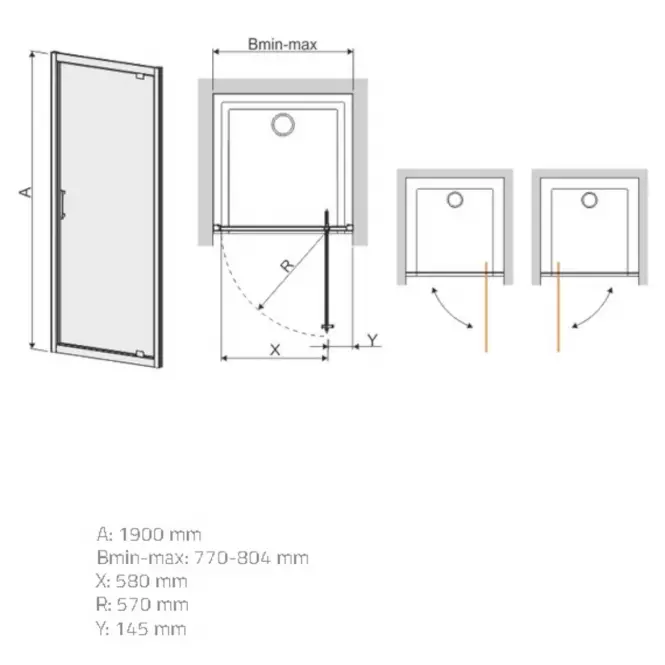 Sprchové dvere DJ/TX5B 80 W15 SB Glass Protect