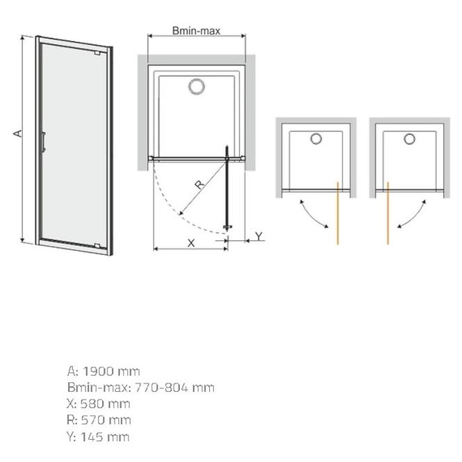 Sprchové dvere DJ/TX5B 80 W15 SB Glass Protect