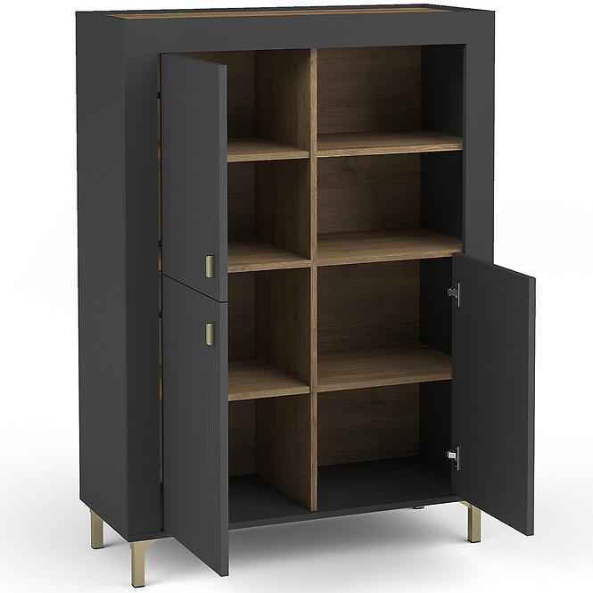 Komoda Mossa M05 3D dub whisky/čierna mat,4