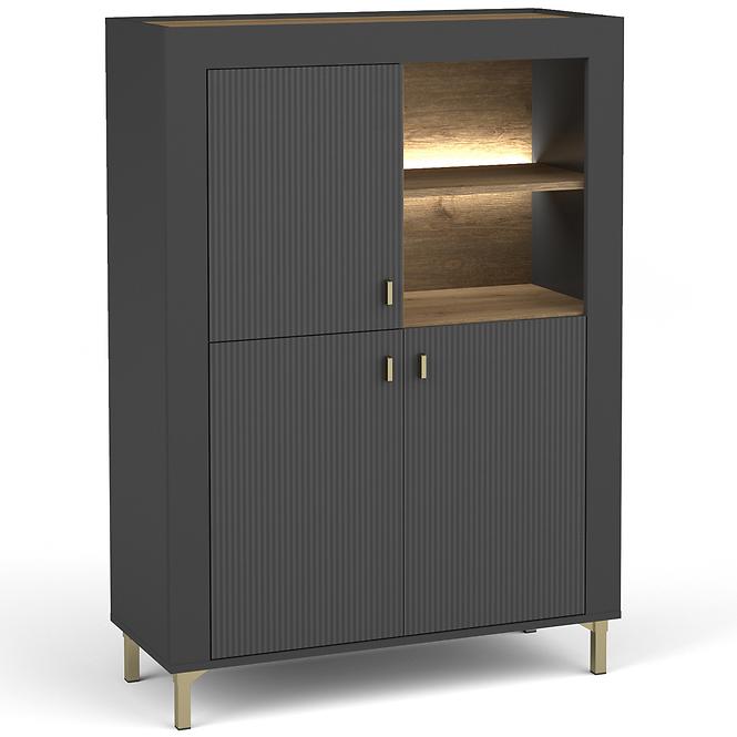 Komoda Mossa M05 3D dub whisky/čierna mat,5