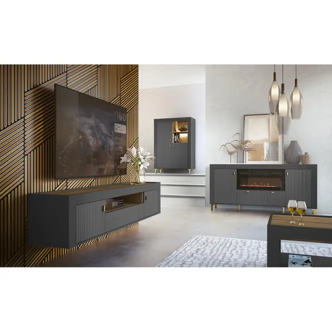 Komoda Mossa M05 3D dub whisky/čierna mat,7