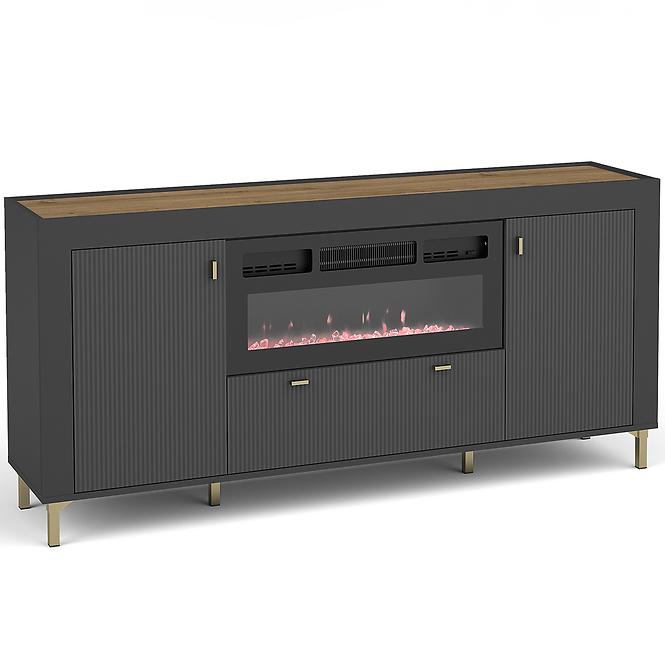 Komoda Mossa M07 2D1S dub whisky/čierna mat ,5