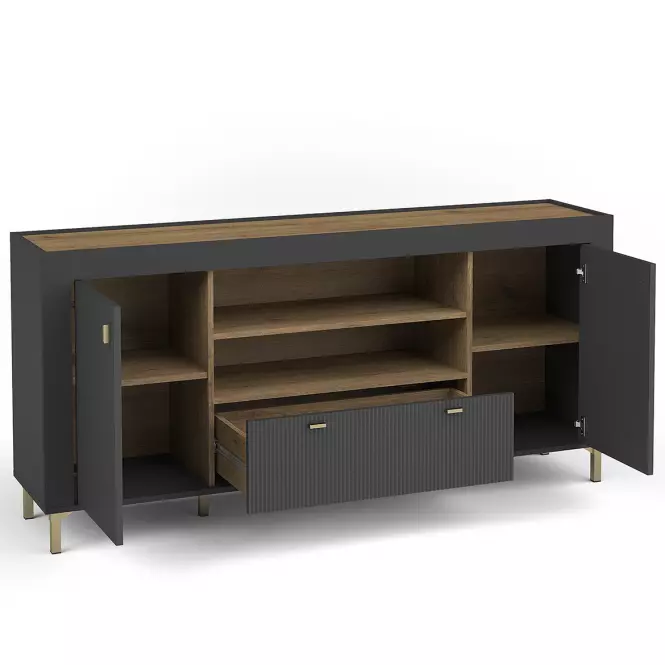 Komoda Mossa M07 2D1S dub whisky/čierna mat