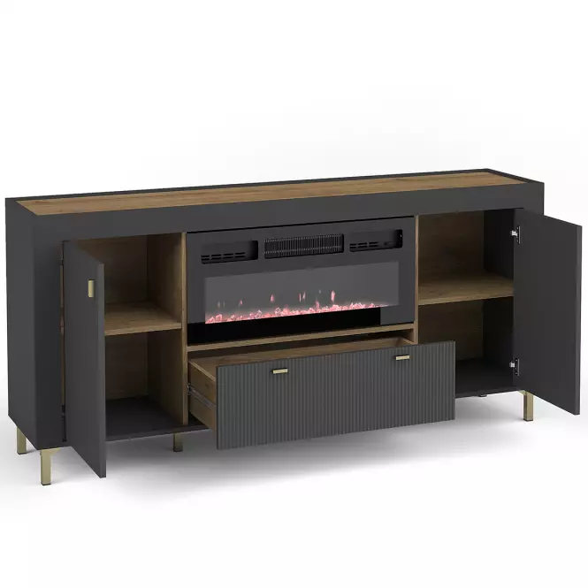 Komoda Mossa M07 2D1S dub whisky/čierna mat