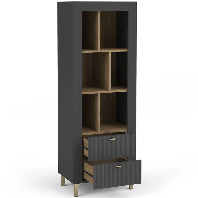 Regál Mossa M04 2S dub whisky/čierna mat,3