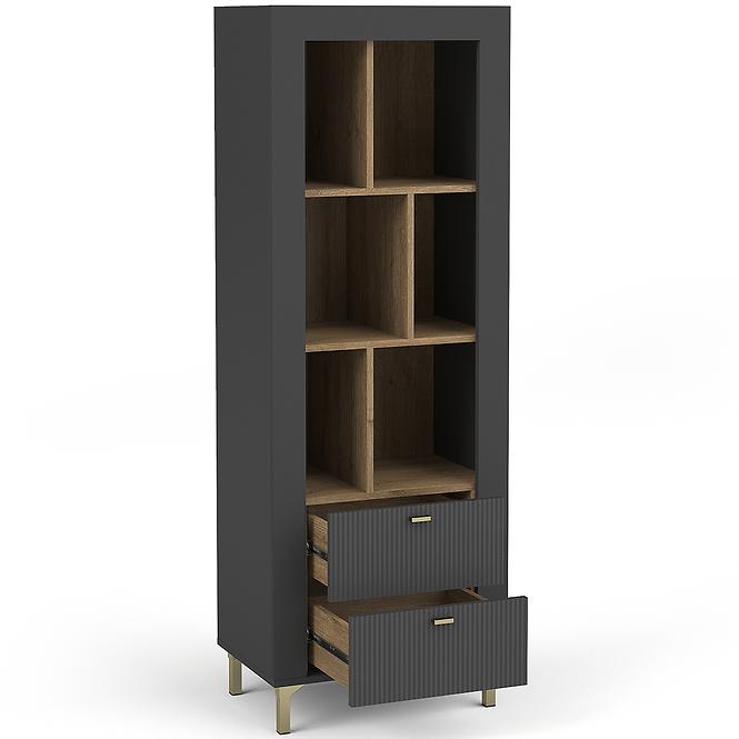 Regál Mossa M04 2S dub whisky/čierna mat,3