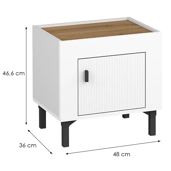 Nočný Stolík Mossa M11 dub whisky/biely mat,2