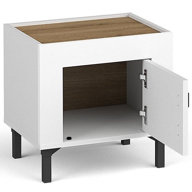 Nočný Stolík Mossa M11 dub whisky/biely mat,3