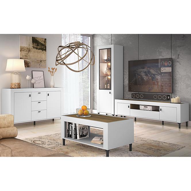 TV Stolík Mossa M08 2D1S dub whisky/biely mat,7