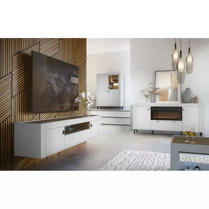 TV Stolík Mossa M08 2D1S dub whisky/biely mat