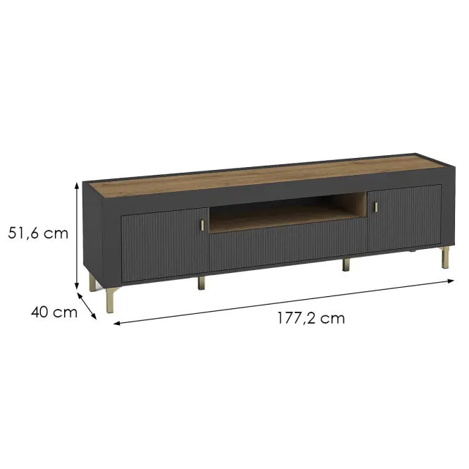 TV Stolík Mossa M08 2D1S dub whisky/čierna mat,2
