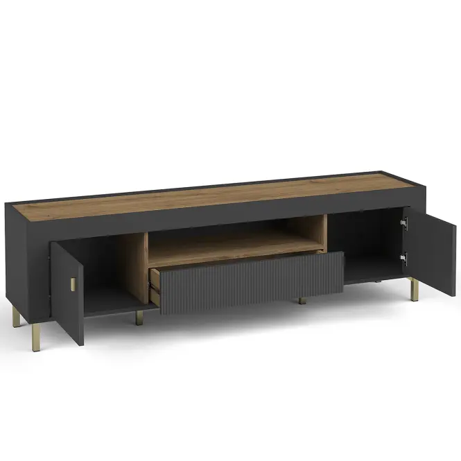 TV Stolík Mossa M08 2D1S dub whisky/čierna mat,3