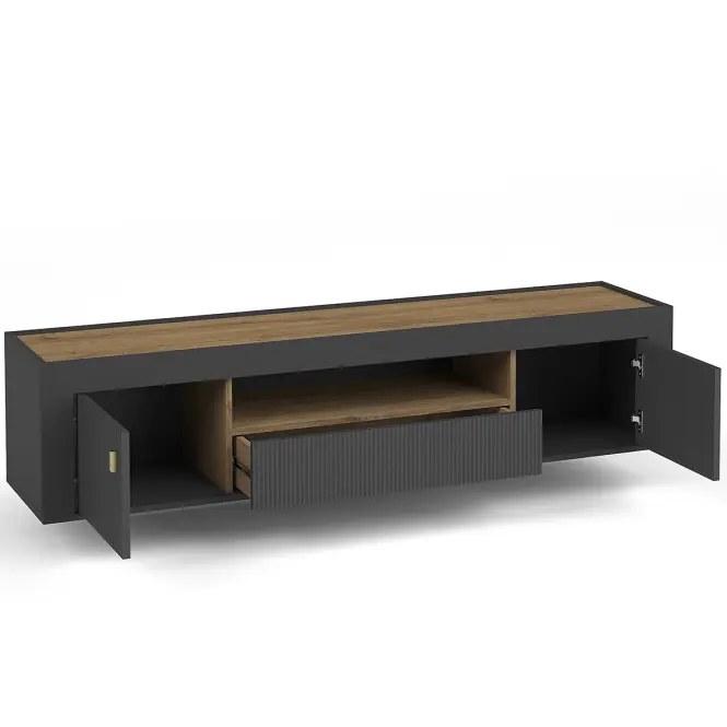 TV Stolík Mossa M08 2D1S dub whisky/čierna mat,6