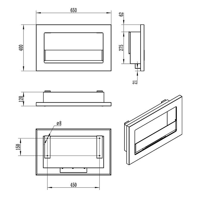 Biokrb 650x400 Slim čierna mat so sklom,12