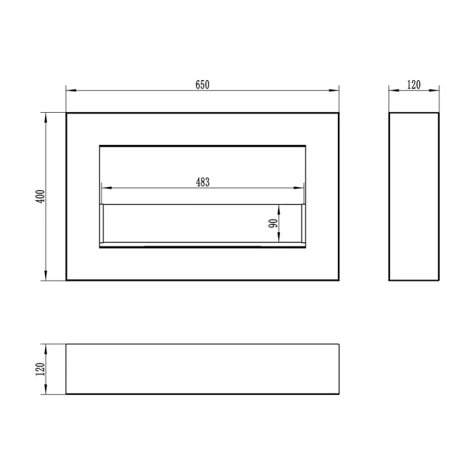 Biokrb 650x400 Box čierna mat zo sklom