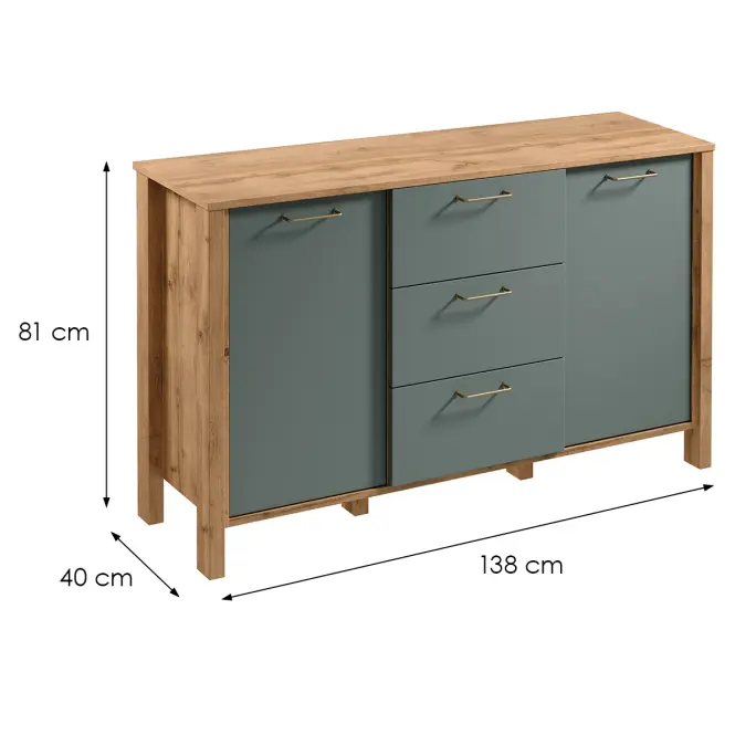 Komoda Indygo K2D3S dub wotan-green,2