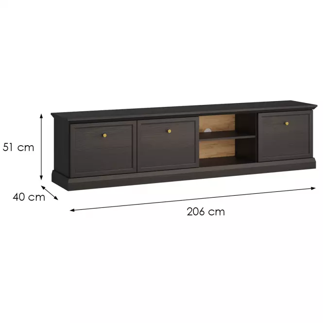 TV Stolík Lucca 3D čierny grafit