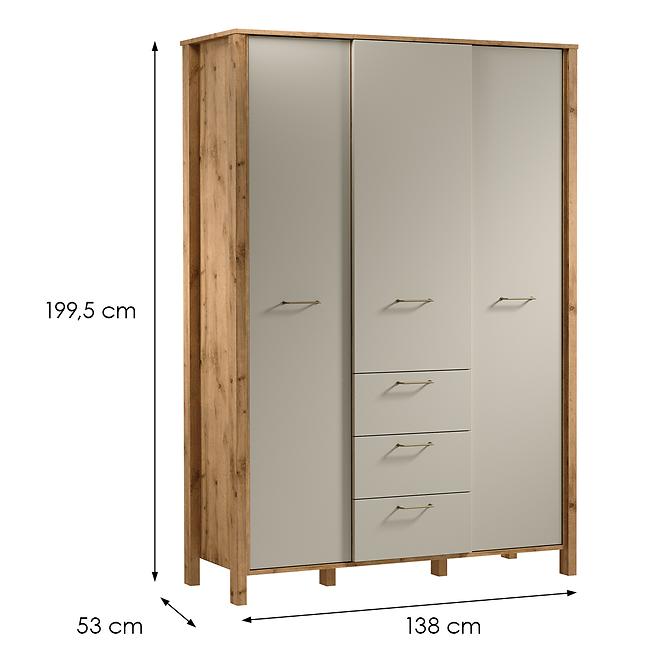 Skriňa Indygo S3D3S dub wotan-beige