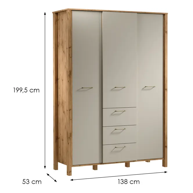 Skriňa Indygo S3D3S dub wotan-beige,2
