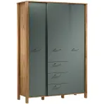 Skriňa Indygo S3D3S 138 cm - dub wotan/green, trojdverová, zásuvky